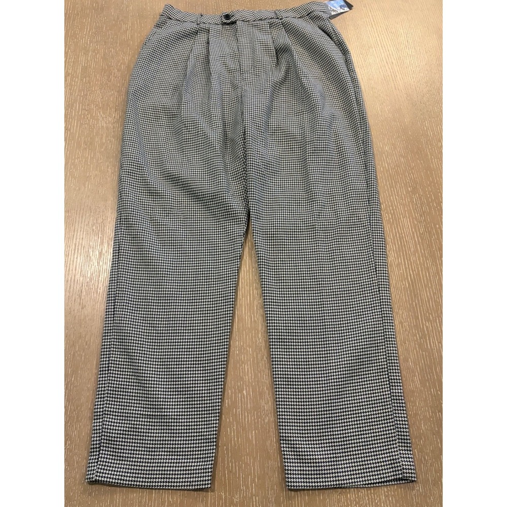 Forever 21‎ Womens Large Houndstooth Straight Leg Dress Pants Black White NWT